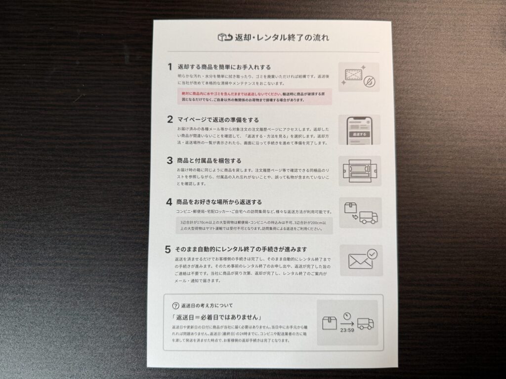 返却方法説明書